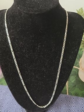Sterling Silver Figaro Chain Necklace - Silver
